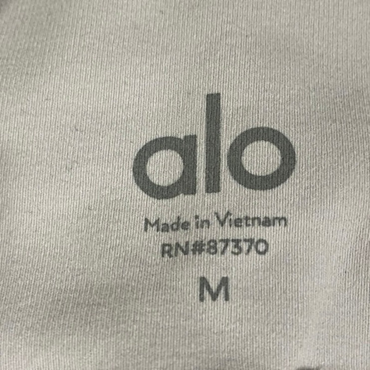 Alo Yoga Moto Women's White High Rise Mesh Workout Athletic Leggings Pants Sz M