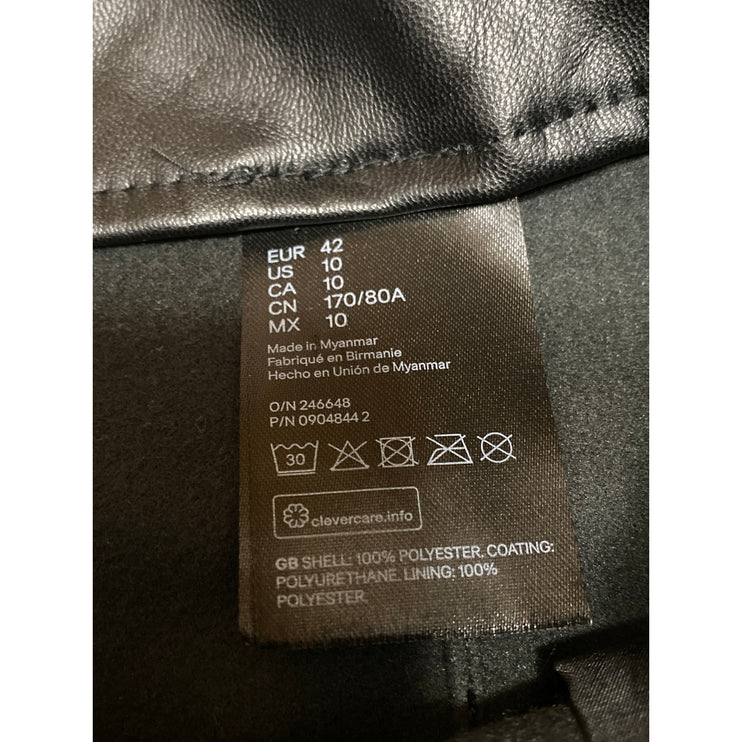 H&M Divided Womens Black Faux Leather Vegan High Rise Casual Mini Shorts Size 10