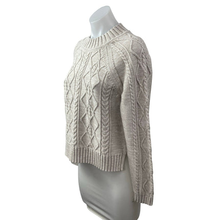 Gap Women's Beige Argyle Cable Knit Long Sleeve Crew Neck Sweater Top Size M