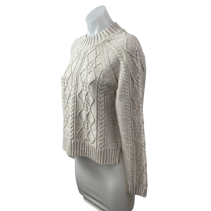 Gap Women's Beige Argyle Cable Knit Long Sleeve Crew Neck Sweater Top Size M