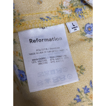 Reformation Marlowe Felicity Floral Yellow Sleeveless Mini Cami Slip Dress Sz L