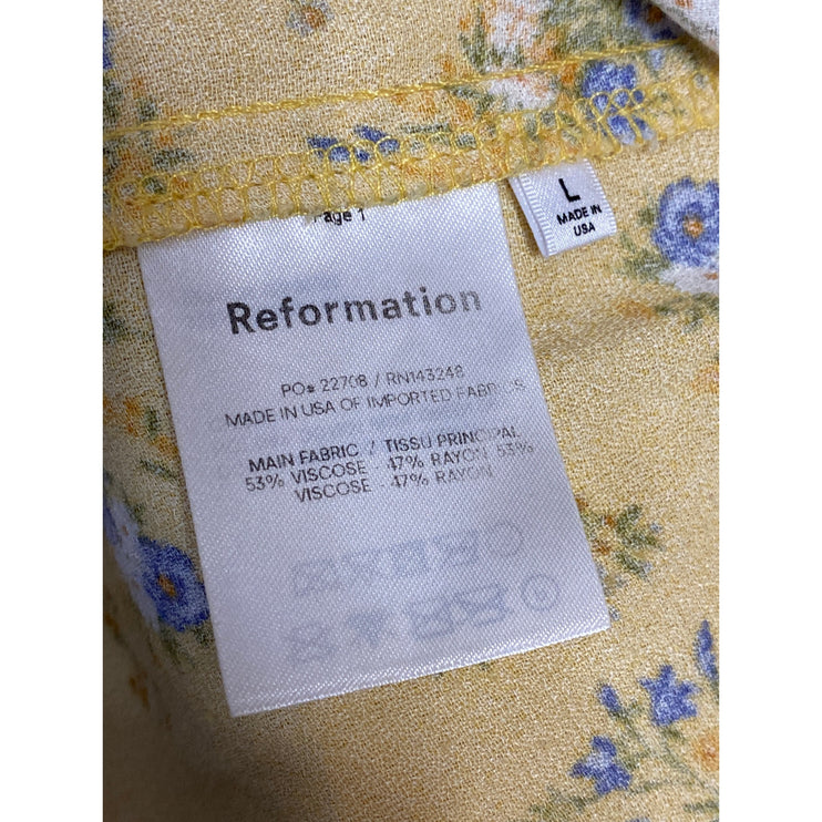 Reformation Marlowe Felicity Floral Yellow Sleeveless Mini Cami Slip Dress Sz L