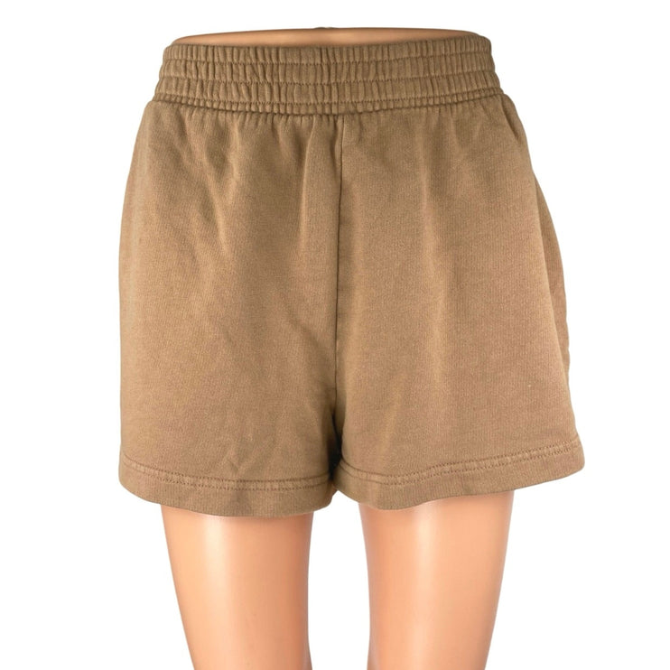 Zara Women's Tan High Waisted Pull On Knit Lounge Mini Sweat Shorts Size M