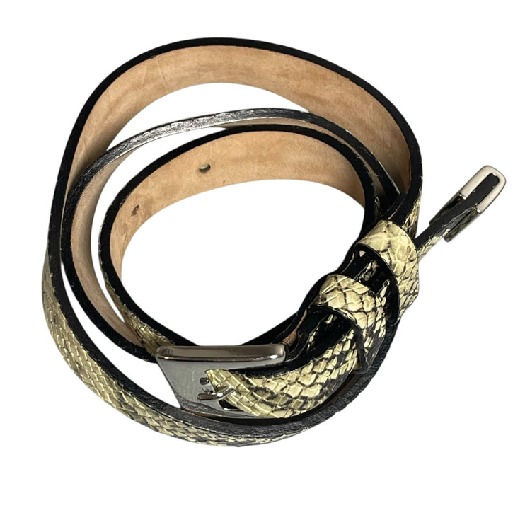 & Other Stories Women's Embossed Snakeskin Print Calf Leather Skinny Belt Sz XS