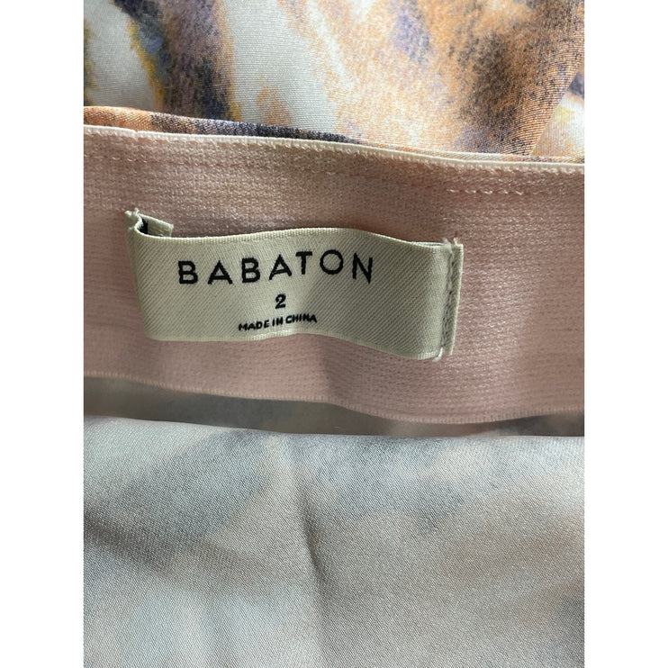 Aritzia Babaton Multicolor Abstract Striped High Waisted Midi Slip Skirt Size 2