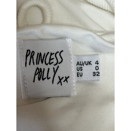Princess Polly White Short Sleeve Knit Tie Back Cutout Mini Bodycon Dress Size 0