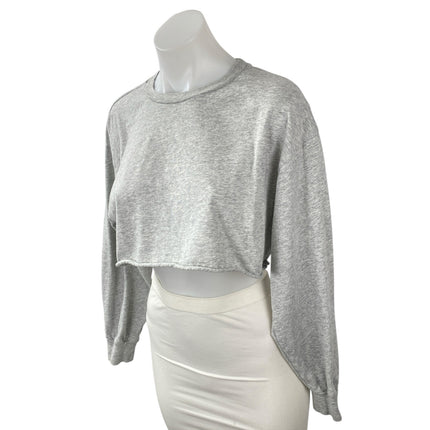 Aritzia TNA Women's Gray Long Sleeve Crew Neck Boxy Cropped Sweatshirt Top Sz S