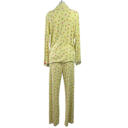 Fruit Riot Women's Yellow Long Sleeve Button Up Sleepwear Pajamas Set Size 2