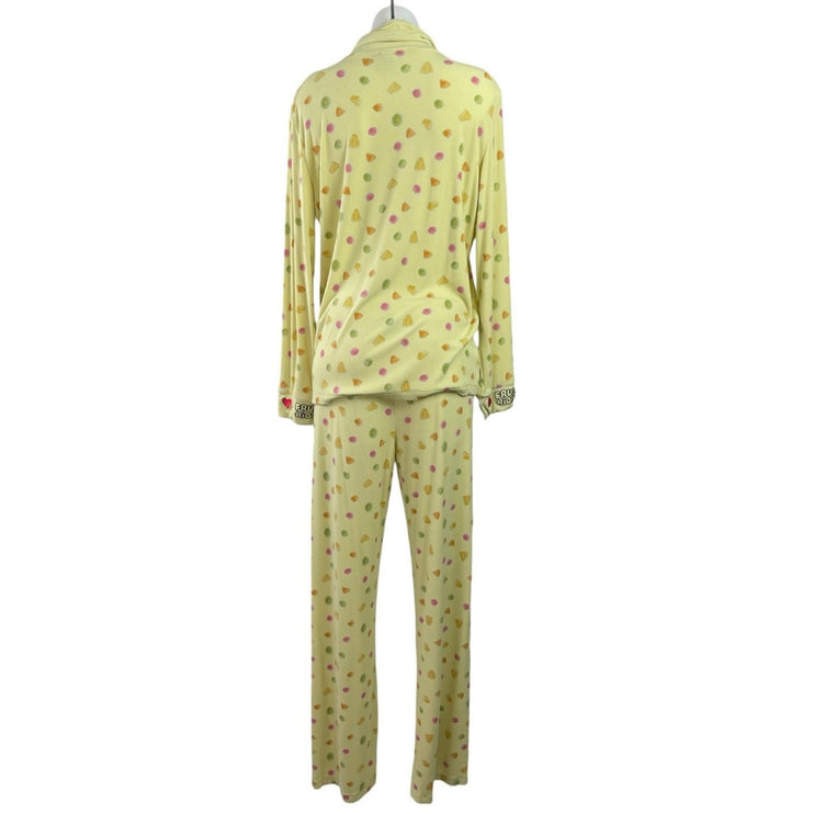 Fruit Riot Women's Yellow Long Sleeve Button Up Sleepwear Pajamas Set Size 2