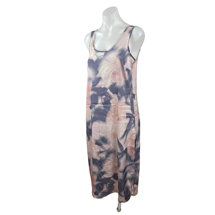 Danskin Purple Pink Floral Sleeveless Scoop Neck Backless Tank Midi Dress Size S