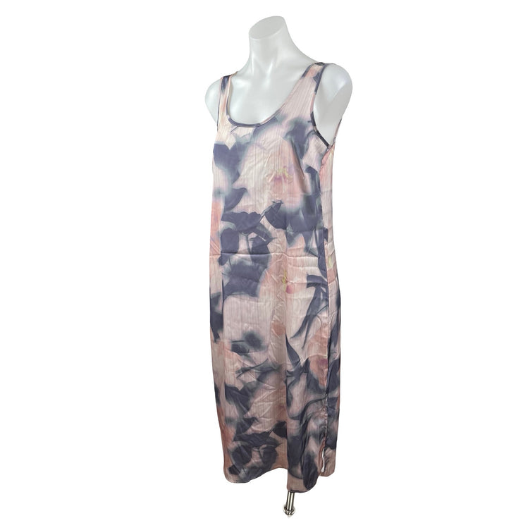 Danskin Purple Pink Floral Sleeveless Scoop Neck Backless Tank Midi Dress Size S