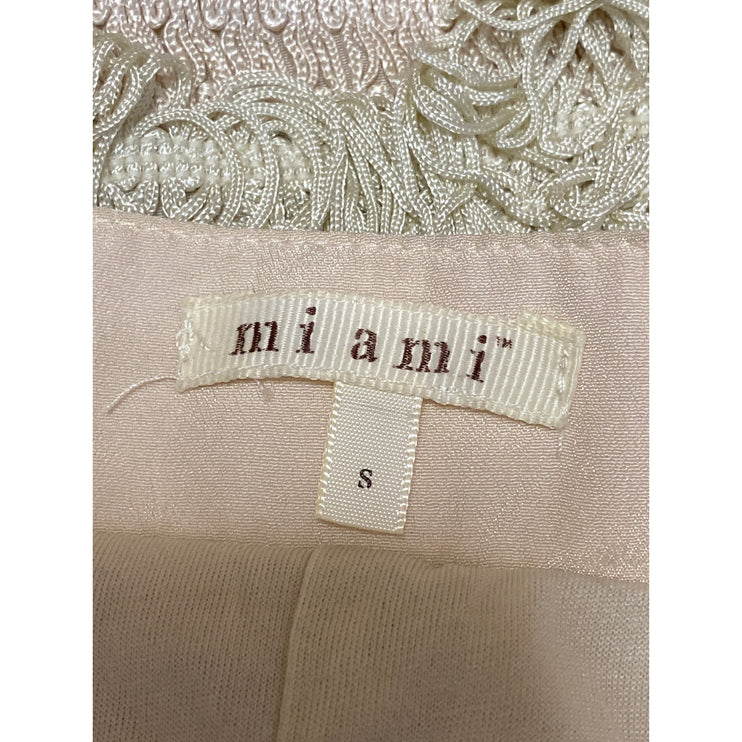 Francesca's Mi Ami Cream Ivory Fringe Boho High Waisted Pencil Mini Skirt Size S