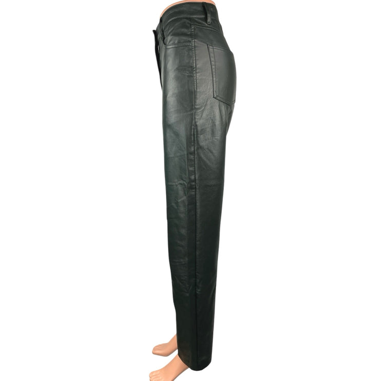 Aritzia Wilfred Women's Black Faux Vegan Leather High Rise Straight Leg Pants 2