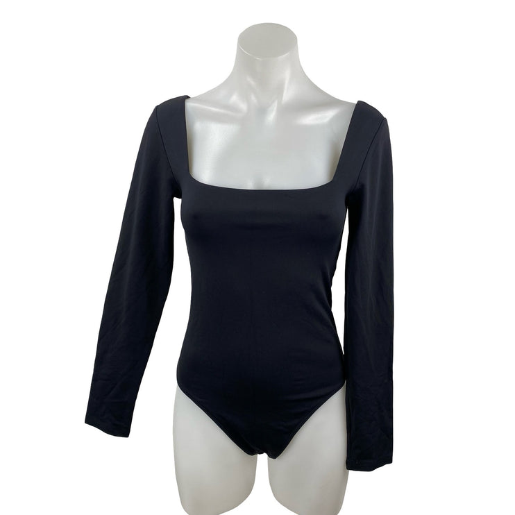 Aritzia Babaton Contour Women's Black Square Neck Long Sleeve Bodysuit Top Sz M