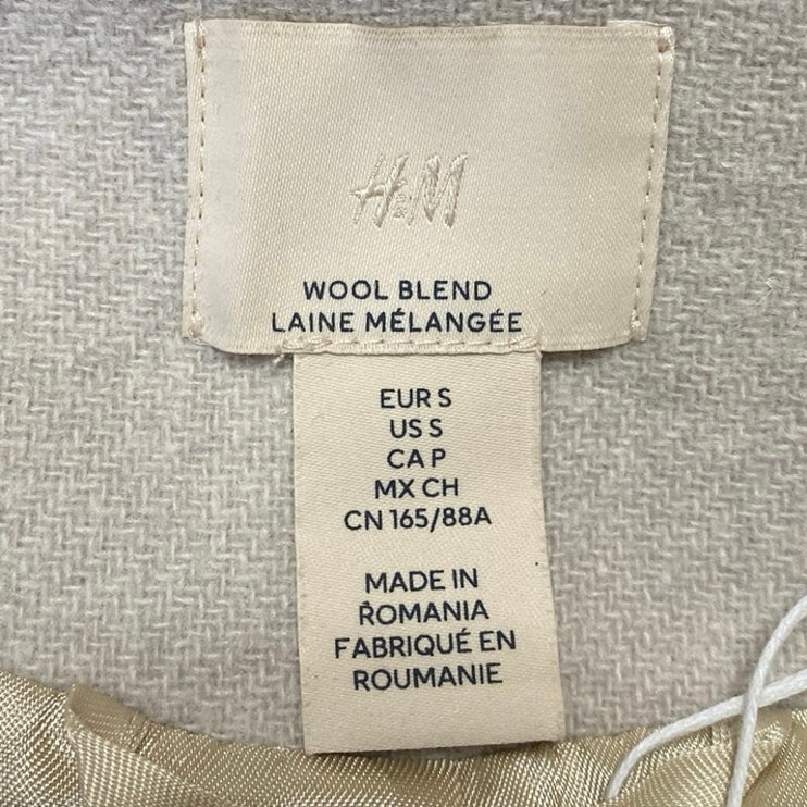 H&M Women's Beige Wool Long Sleeve Wrapover V Neck Sweater Coat Jacket Size S