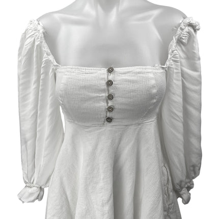 Lulus White Puff Long Sleeve Square Neck Mini A-Line Fit & Flare Dress Brie Lulus White Puff Long Sleeve Square Neck Mini A-Line Fit & Flare Dress Brie