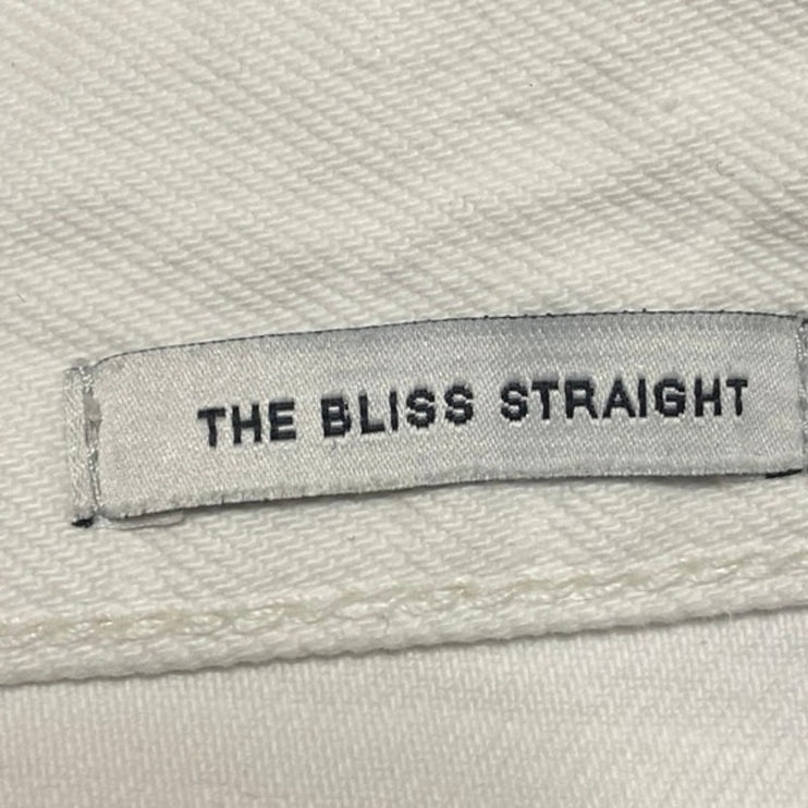 Zara The Bliss Women's White Distressed High Waist Straight Denim Jeans Pants 6