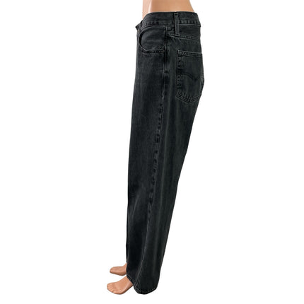 Levi's Baggy Dad Womens Black High Waist Relaxed Wide Leg Denim Jeans Pants 28