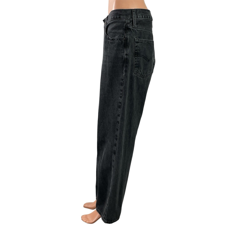 Levi's Baggy Dad Womens Black High Waist Relaxed Wide Leg Denim Jeans Pants 28