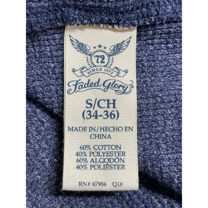 Faded Glory Men's Blue Thermal Waffle Knit Long Sleeve Sweatshirt Sweater Top S