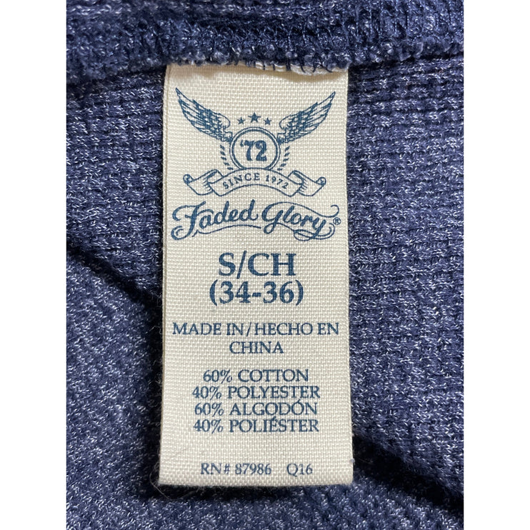 Faded Glory Men's Blue Thermal Waffle Knit Long Sleeve Sweatshirt Sweater Top S
