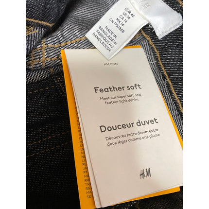 NEW H&M Women's Black Feather Soft High Rise Straight Leg Denim Jeans Size 14