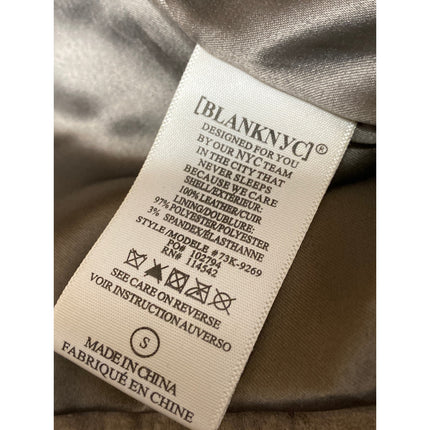 BlankNYC Beige Tan 100% Leather Suede Long Sleeve Zip Up Biker Moto Jacket Sz S