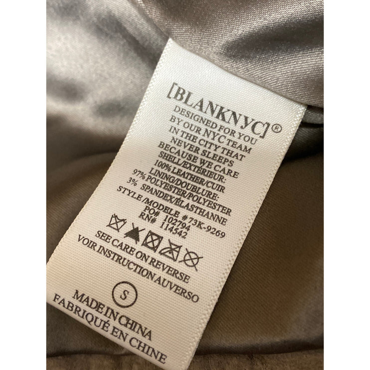 BlankNYC Beige Tan 100% Leather Suede Long Sleeve Zip Up Biker Moto Jacket Sz S