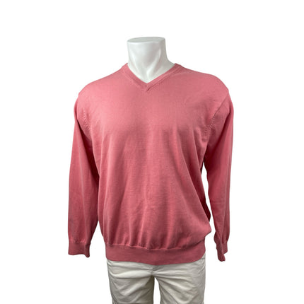 Marks & Spencer Collezione Men's Pink Silk V Neck Long Sleeve Sweater Top Sz XL
