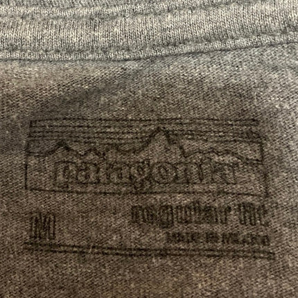 Patagonia Men's Gray Long Sleeve Crew Neck Logo Graphic Tee T-Shirt Top Size M