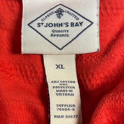 St. John Bay Womens Red Short Sleeves Textured Casual Tee T-shirt Top Size XL