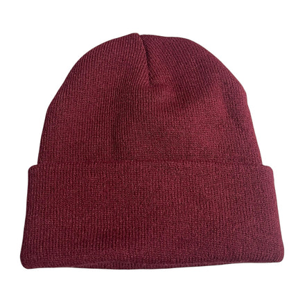 OVO Women's Burgandy Woven Cuffed Knit Winter Snow Bonnet Beanie Cap Hat OS