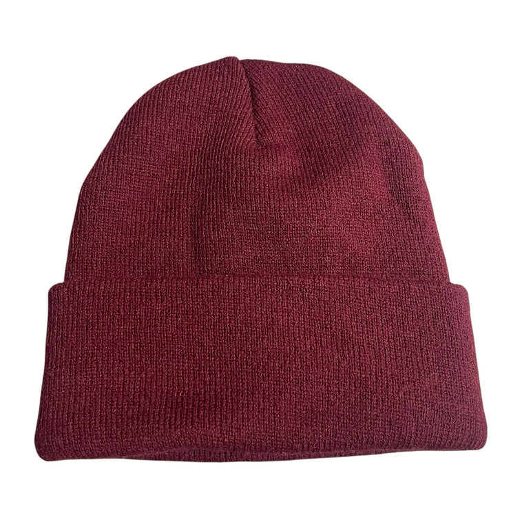 OVO Women's Burgandy Woven Cuffed Knit Winter Snow Bonnet Beanie Cap Hat OS