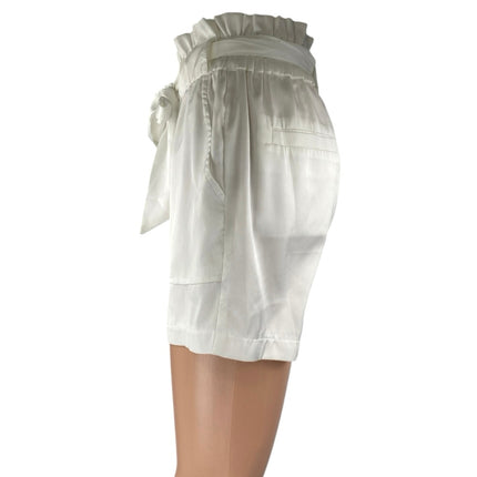 NEW JLuxLabel Women's White Belted Tie Waist Pockets Mini Paperbag Shorts Size S