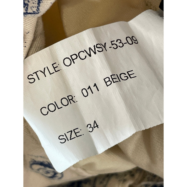 OP Ocean Pacific Men's Beige Hawaiian Beach Bermuda Chino Khaki Shorts Size 34