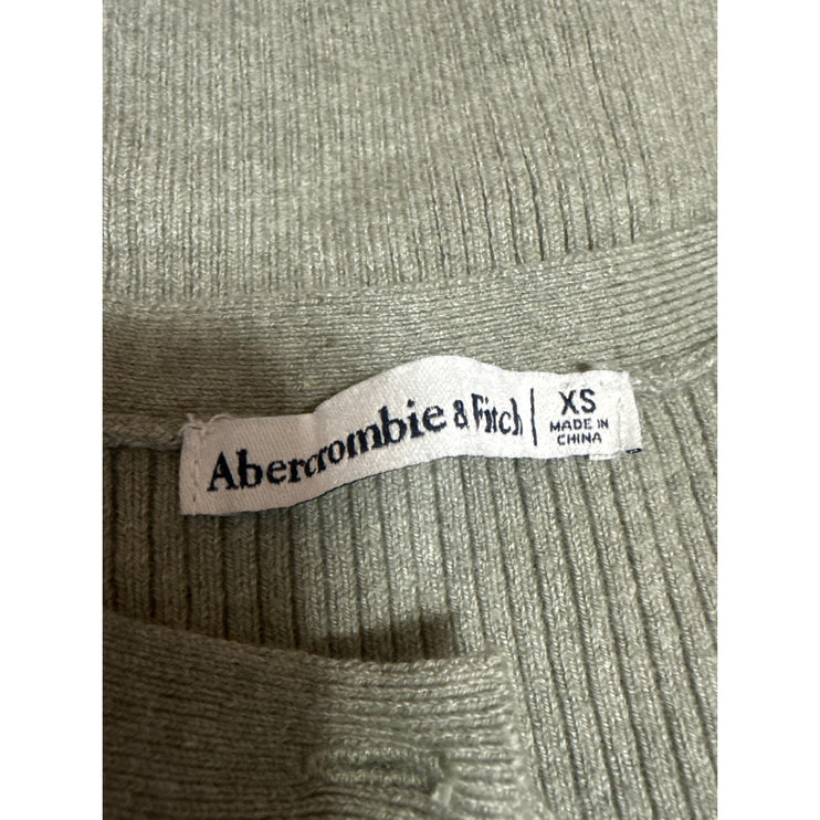 Abercrombie & FItch Women's Gray Ribbed Knit Short Sleeve Henley Top Size XS