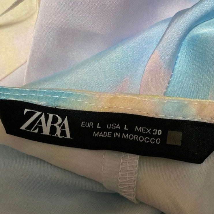 Zara Multicolor Tie Dye Sleeveless Cowl Neck Cami Camisole Tank Top Size L