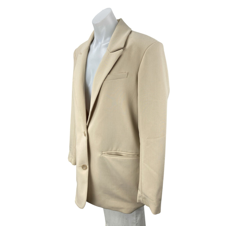 Abercrombie & Fitch Beige Long Sleeve Notch Collar Button Blazer Coat Jacket M
