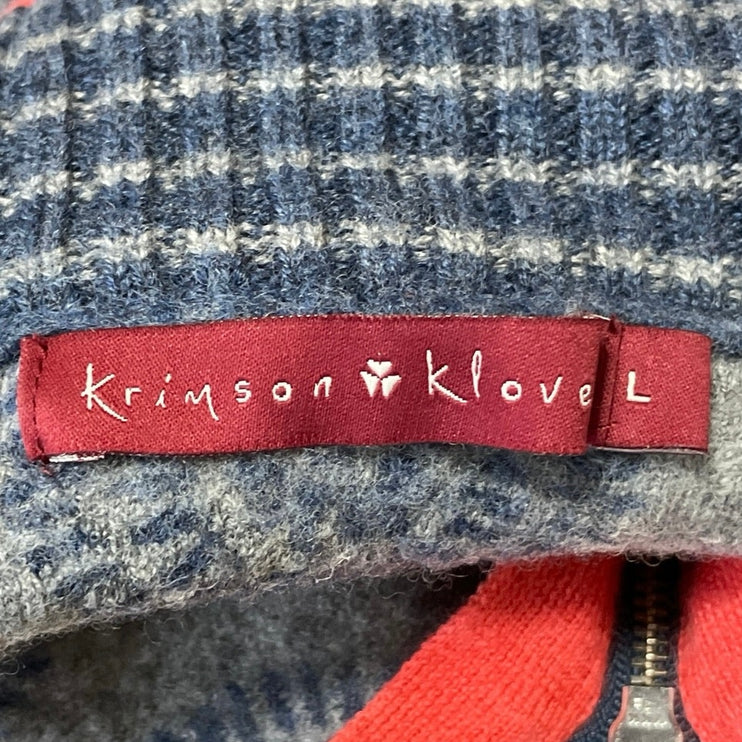 Krimson Klover Women's Blue Wool Full Zip Long Sleeve Turtleneck Sweater Top L