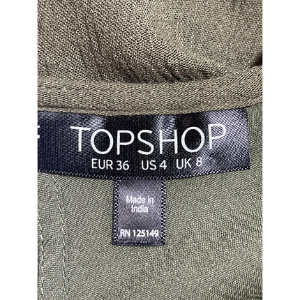 Topshop Dark Olive Green Sleeveless Tiered Cami Tank Blouson Mini Dress Size 4