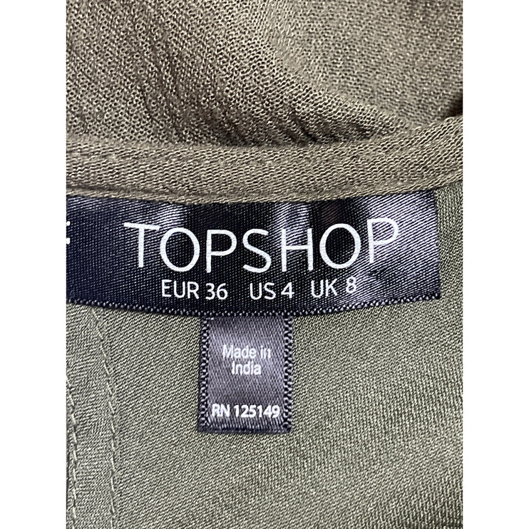 Topshop Dark Olive Green Sleeveless Tiered Cami Tank Blouson Mini Dress Size 4
