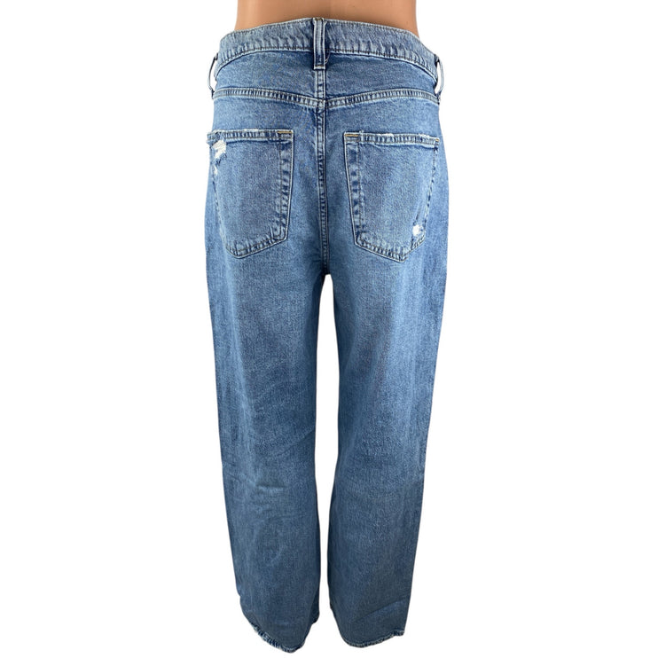 Gap 90s Loose Women's Blue High Rise Distressed Straight Leg Denim Jeans Size 29