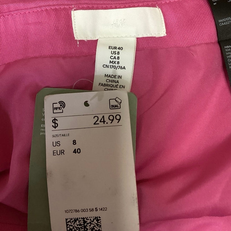 H&M Womens Pink Solid High Waisted Side Zipper Straight Pencil Mini Skirt Size 8