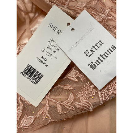 NEW Sherri Hill Pink Tulle Floral Embroidery Embellished Mini A-Line Dress Sz 18