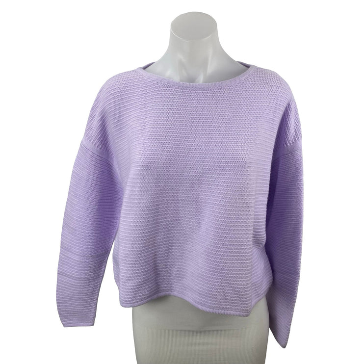NEW Banana Republic Women's Purple Ribbed Boat Neck Long Sleeve Sweater Top Sz M