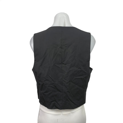 NEW Zara Women's Black Sleeveless V Neck Button Down Cropped Vest Top Size L