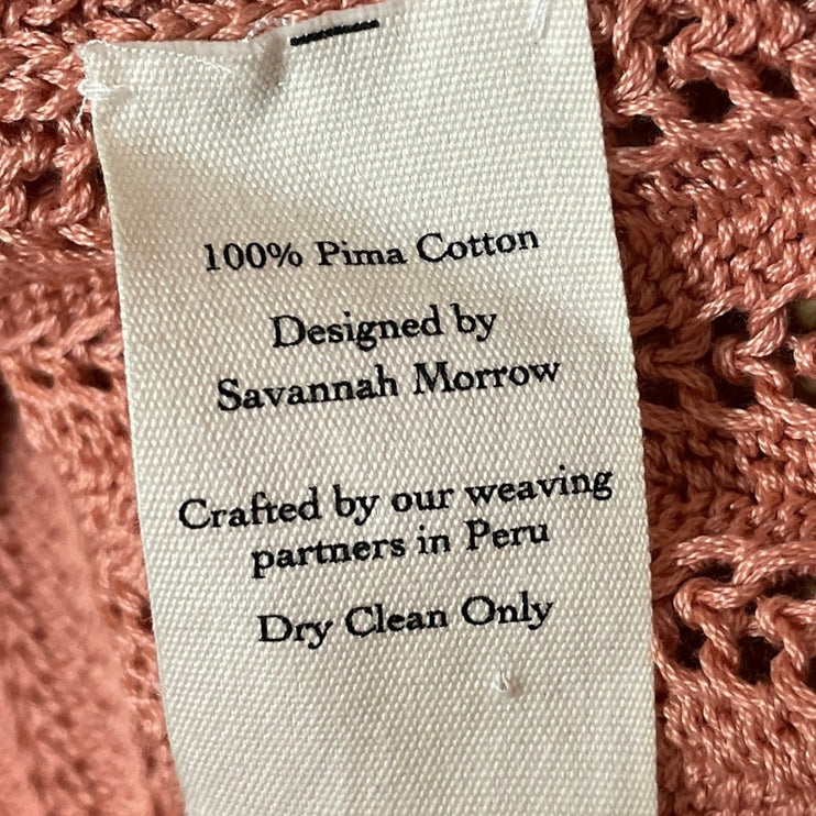Savannah Morrow Mirana Pink Brown Crochet Knit High Waist Pencil Mini Skirt S