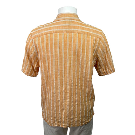Banana Republic Men's Coral Striped Short Sleeve Button Down Shirt Top Size S