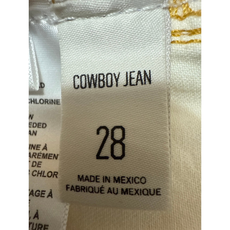Urban Outfitters BDG White Distressed High Waist Flared Cowboy Denim Jeans Sz 28