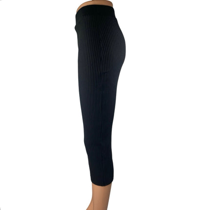 Zara Women's Black Ribbed Knit Sculpt High Waisted Pencil Midi Skirt Size S